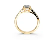 Solitaire Engagement Ring Setting for Emerald Cut Center with Partway Pave Band and Prong Head in Yellow Gold