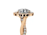 Halo Engagement Ring Setting for Round Cut Center with Twist Band and Prong Head in Rose Gold