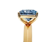 Solitaire Engagement Ring Setting for Fancy Blue Radiant Cut Center with Wide Knife Ridge Band and Prong Head in Yellow Gold