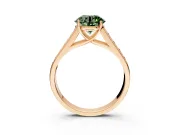 Solitaire Engagement Ring Setting for Fancy Green Round Cut Center with Cathedral Channel Band and Prong Head in Rose Gold