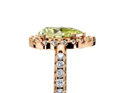 Pave Halo Engagement Ring Setting for Fancy Yellow Pear-Shaped Center with Single Row Pave Band and Prong Head in Rose Gold