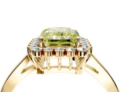 Starburst Halo Engagement Ring Setting for Fancy Yellow Radiant Cut Center with Flat Cathedral Band and Prong Head in Yellow Gold