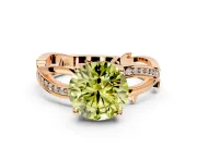 Solitaire Engagement Ring Setting for Fancy Yellow Round Cut Center with Pave and Plain Crossover Band and Prong Head in Rose Gold