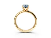 Solitaire Engagement Ring Setting for Fancy Blue Oval Center with Milgrain X Pattern Band and Prong Head in Yellow Gold