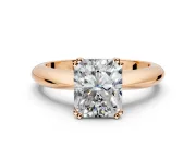 Solitaire Engagement Ring Setting for Radiant Cut Center with Reverse Tapered Band and Prong Head in Rose Gold