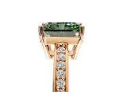 Solitaire Engagement Ring Setting for Fancy Green Radiant Cut Center with Channel-Set Accent Band and Prong Head in Rose Gold