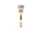 Floral Engagement Ring Setting for Round Cut Center with Marquise Cluster Shoulders and Prong Head in Yellow Gold