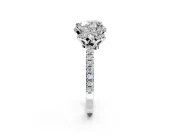 Halo Engagement Ring Setting for Heart-Shaped Center with Openwork Halo, Pave Band and Prong Head in Platinum