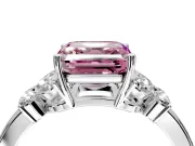 Solitaire Engagement Ring Setting for Fancy Pink Asscher Cut Center with Marquise Flower Shoulders and Prong Head in White Gold