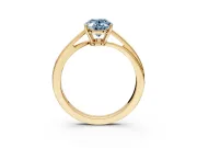 Solitaire Engagement Ring Setting for Fancy Blue Oval Center with Plain Bypass Twist Band and Prong Head in Yellow Gold