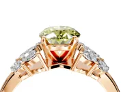 Leaf Cluster Engagement Ring Setting for Fancy Yellow Oval Center with Marquise Accents and Prong Head in Rose Gold
