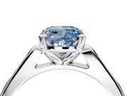 Solitaire Engagement Ring Setting for Fancy Blue Cushion Cut Center with Channel Accents and Prong Head in Platinum