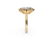 Starburst Halo Engagement Ring Setting for Marquise Center with Thin Round-Wire Band and Prong Head in Yellow Gold