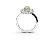 Floral Halo Engagement Ring Setting for Fancy Yellow Marquise Center with Pave Accents and Prong Head in Sterling Silver