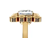 Cluster Halo Engagement Ring Setting for Princess Cut Center with Milgrain Bezel Accents and Prong Head in Yellow Gold