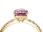 Solitaire Engagement Ring Setting for Fancy Pink Radiant Cut Center with Large Accent Band and Prong Head in Yellow Gold