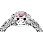 Milgrain Halo Engagement Ring Setting for Fancy Pink Pear-Shaped Center with Wide Pave Band and Prong Head in Sterling Silver
