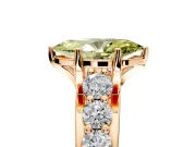 Solitaire Engagement Ring Setting for Fancy Yellow Marquise Center with Graduated Shared Prongs and Prong Head in Rose Gold
