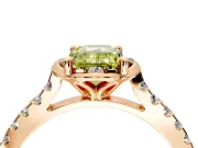 Floral Engagement Ring Setting for Fancy Yellow Emerald Cut Center with Pave Band and Floral Prong Head in Rose Gold