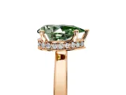 Hidden Halo Engagement Ring Setting for Fancy Green Pear-Shaped Center with Wide Flat Plain Band and Prong Head in Rose Gold