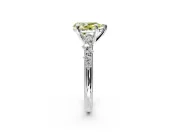 Solitaire Engagement Ring Setting for Fancy Yellow Pear-Shaped Center with Trailing Leaf Accent Band and Prong Head in Sterling Silver