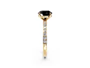 Solitaire Engagement Ring Setting for Fancy Black Round Cut Center with Pave Accents and Prong Head in Yellow Gold