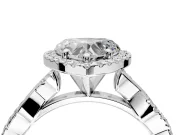 Halo Engagement Ring Setting for Heart-Shaped Center with Pave and Plain Twist Band and Prong Head in Platinum