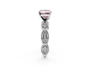 Solitaire Engagement Ring Setting for Fancy Pink Princess Cut Center with Marquise Panel Band and Prong Head in Sterling Silver