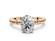 Rope Engagement Ring Setting for Oval Center with Accent Shoulders and Prong Head in Rose Gold