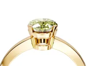 Solitaire Engagement Ring Setting for Fancy Yellow Oval Center with Plain Band and Flat Tab Prong Head in Yellow Gold
