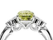 Cluster Engagement Ring Setting for Fancy Yellow Radiant Cut Center with Bezel Accent Clusters and Prong Head in Platinum