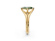 Solitaire Engagement Ring Setting for Fancy Green Marquise Center with Milgrain Cathedral Band and Prong Head in Yellow Gold