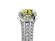 Solitaire Engagement Ring Setting for Fancy Yellow Round Cut Center with Accented Split Shank and Prong Head in Sterling Silver