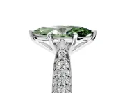Solitaire Engagement Ring Setting for Fancy Green Marquise Center with Multi-Row Accents and Prong Head in Sterling Silver