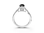 Solitaire Engagement Ring Setting for Fancy Black Marquise Center with Pave Rail Split Shank and Prong Head in Sterling Silver