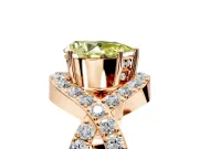 Halo Engagement Ring Setting for Fancy Yellow Pear-Shaped Center with Pave Infinity Twist Band and Prong Head in Rose Gold
