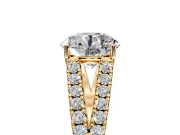 Solitaire Engagement Ring Setting for Round Cut Center with Pave Split Shank and Prong Head in Yellow Gold