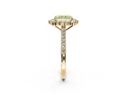 Halo Engagement Ring Setting for Fancy Yellow Radiant Cut Center with Single-Row Pave, Open Basket and Prong Head in Yellow Gold