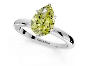Solitaire Engagement Ring Setting for Fancy Yellow Pear-Shaped Center with Plain Band and Tulip Prong Head in Platinum