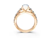 Solitaire Engagement Ring Setting for Fancy Blue Radiant Cut Center with Graduated Shared Prongs and Prong Head in Rose Gold