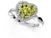 Halo Engagement Ring Setting for Fancy Yellow Heart-Shaped Center with Pave and Plain Twist Band and Prong Head in Sterling Silver