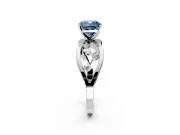 Solitaire Engagement Ring Setting for Fancy Blue Cushion Cut Center with Criss-Cross Accent Band and Prong Head in Sterling Silver