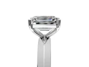 Solitaire Engagement Ring Setting for Emerald Cut Center with Wide Knife Ridge Band and Prong Head in Sterling Silver