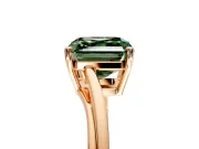Solitaire Engagement Ring Setting for Fancy Green Asscher Cut Center with Plain Bypass Twist Band and Prong Head in Rose Gold