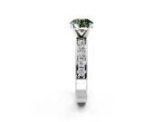 Solitaire Engagement Ring Setting for Fancy Green Round Cut Center with Channel-Set Accents and Prong Head in Sterling Silver