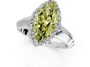 Halo Engagement Ring Setting for Fancy Yellow Marquise Center with Knife Ridge Cathedral Band and Prong Head in White Gold