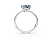Minimalist Solitaire Engagement Ring Setting for Fancy Blue Heart-Shaped Center with Thin Band and Prong Head in Sterling Silver