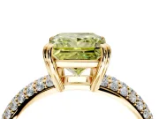 Solitaire Engagement Ring Setting for Fancy Yellow Princess Cut Center with Multi-Row Pave Accents and Basket Head in Yellow Gold