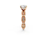 Solitaire Engagement Ring Setting for Princess Cut Center with Marquise Panel Band and Prong Head in Rose Gold