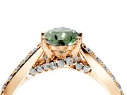 Solitaire Engagement Ring Setting for Fancy Green Pear-Shaped Center with Crossover Accents and Prong Head in Rose Gold